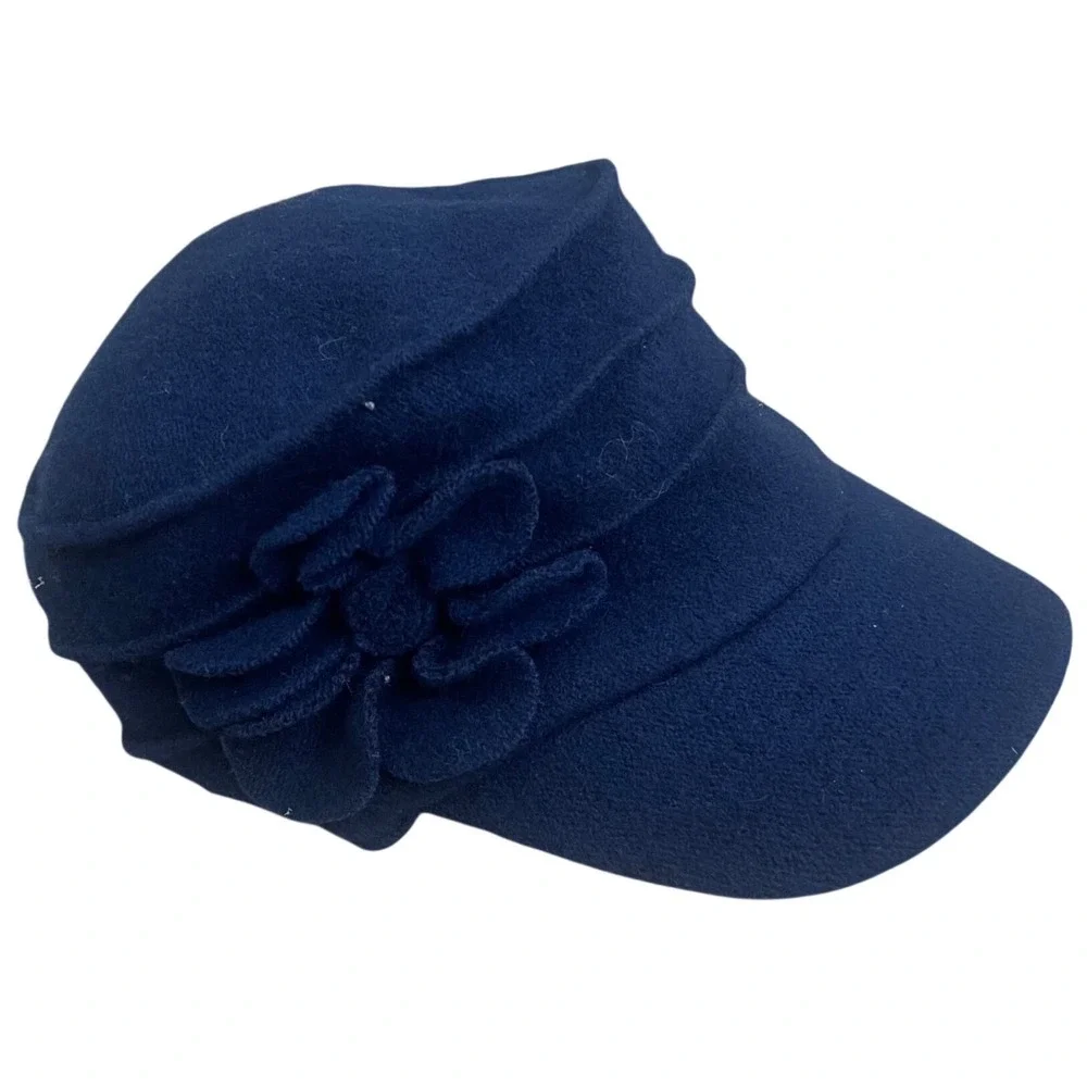 Betmar New York Wool Blend Newsboy Cap Floral womens Navy Blue Hat B523